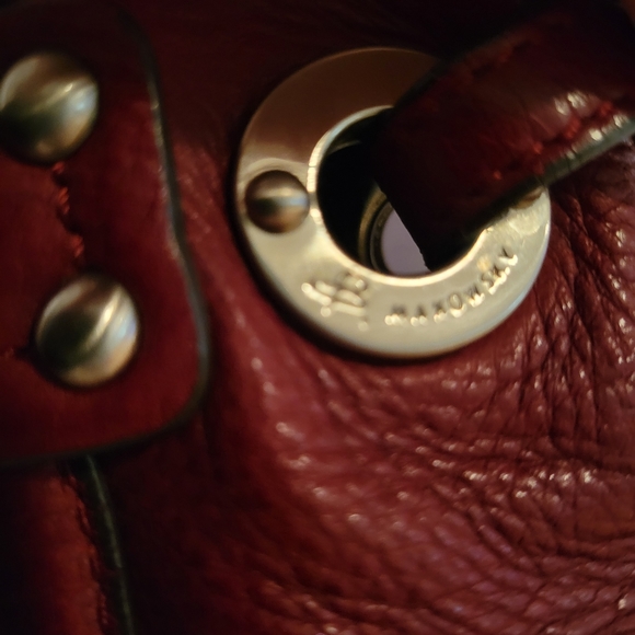 B. Makowsky Deep Red Pebbled Leather Bag EUC Silver Hardware - Picture 14 of 16